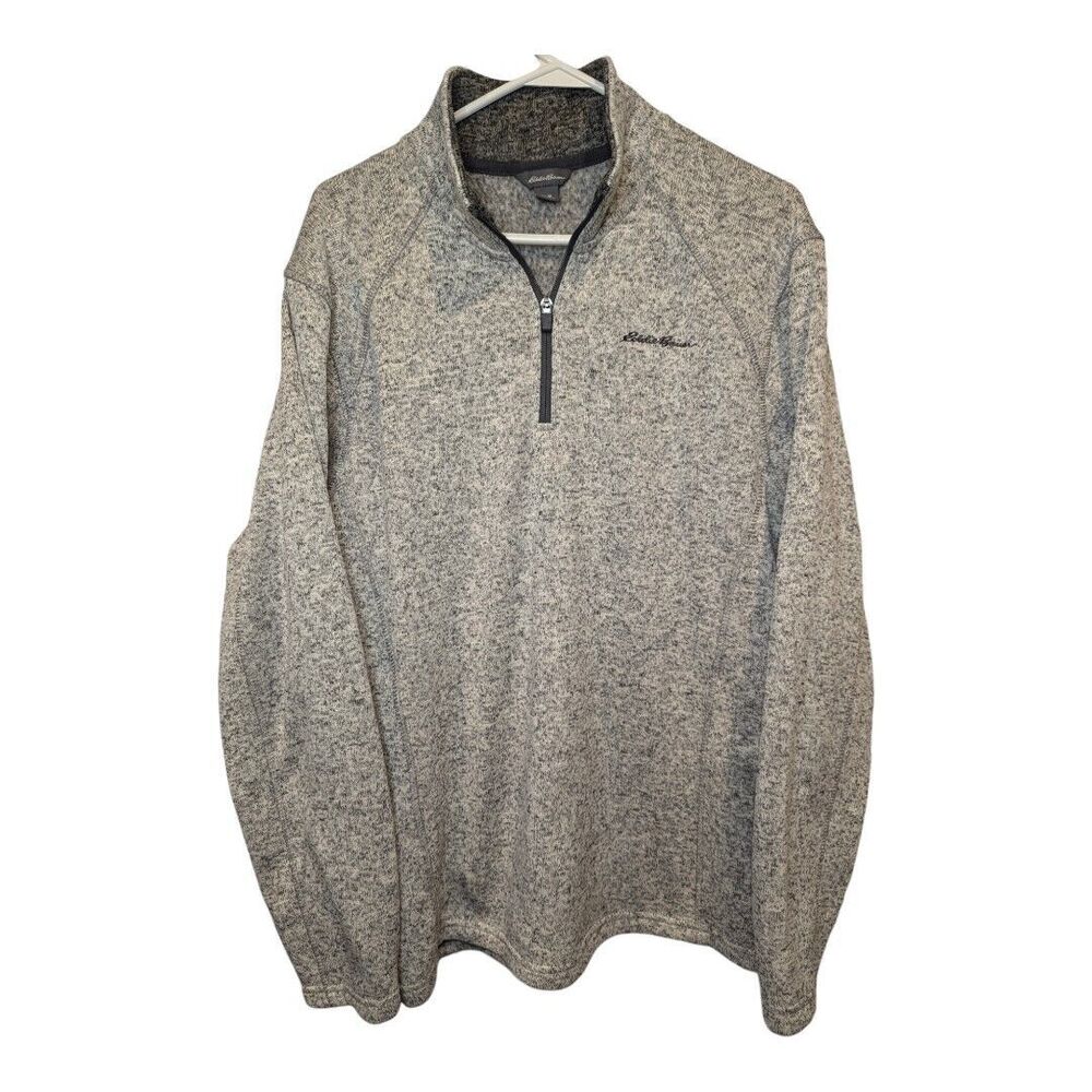 Eddie Bauer Sweater Men's Medium Heather Gray 1/4 Zip Pullover
